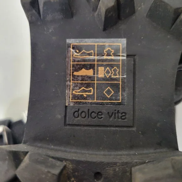 Dolce Vita Black Leather Combat Boots With Buckle Straps & Side Zipper Rugged Lu - Picture 8 of 8